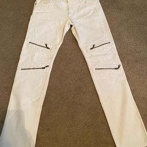 White robin jeans with zippers